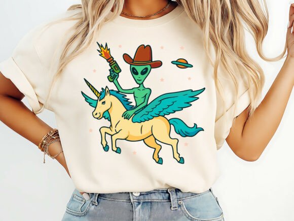 Alien Cowboy Unicorn Rider Funny T-Shirt Review
