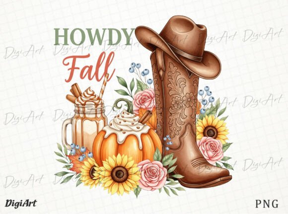 Howdy Fall Western Png, Howdy Pumpkin Png for Real Embroidery Projects