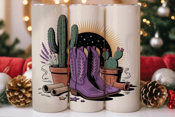 Purple Western Boots 20oz Tumbler Wrap
