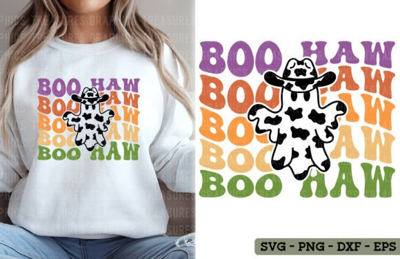 Retro Western Halloween Ghost Boo Haw
