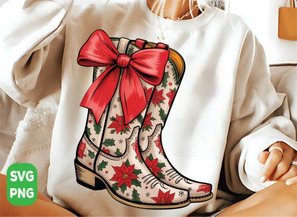 Western Christmas Coquette PNG,Boots Png