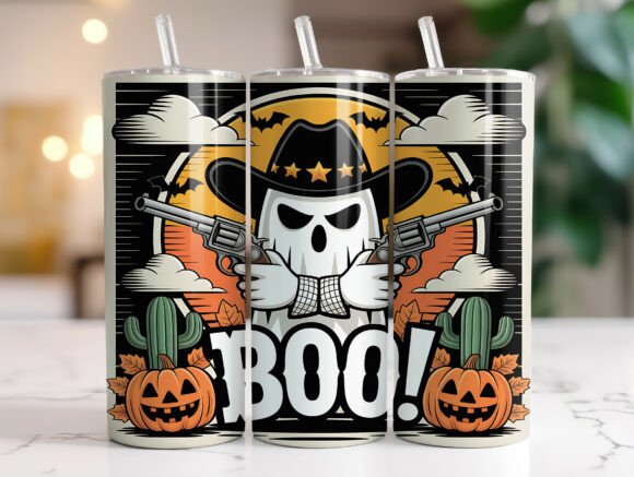Western Ghost Halloween Tumbler Wrap PNG Review